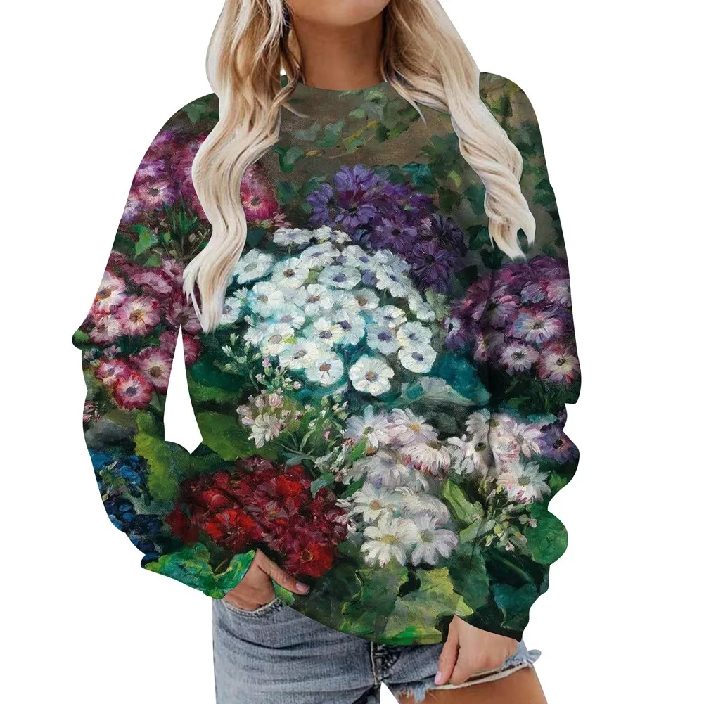 بلوزات النساء البلوز هوديس الشتاء عادية ثلاثية الأبعاد مطبوعة نسيج مريح كم طويل سترة الشتاء ملابس امرأة 2025 #4