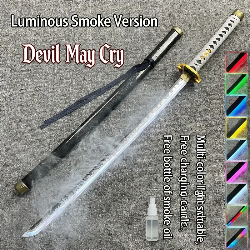 

104 см Японский светящийся меч-катана Vergil Sparda из Devil May Cry 5, реалистичный размер, с эффектом дыма, для косплея, игрушка, подарок