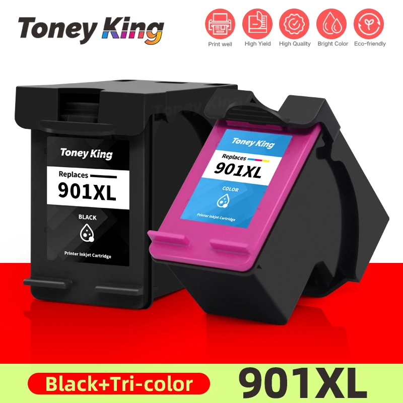 

TONEY KING 901XL Remanufactured Ink Cartridge For HP 901 XL J4500 J4524 J4540 J4550 J4580 J4624 J4640 J4660 J4680 Printer