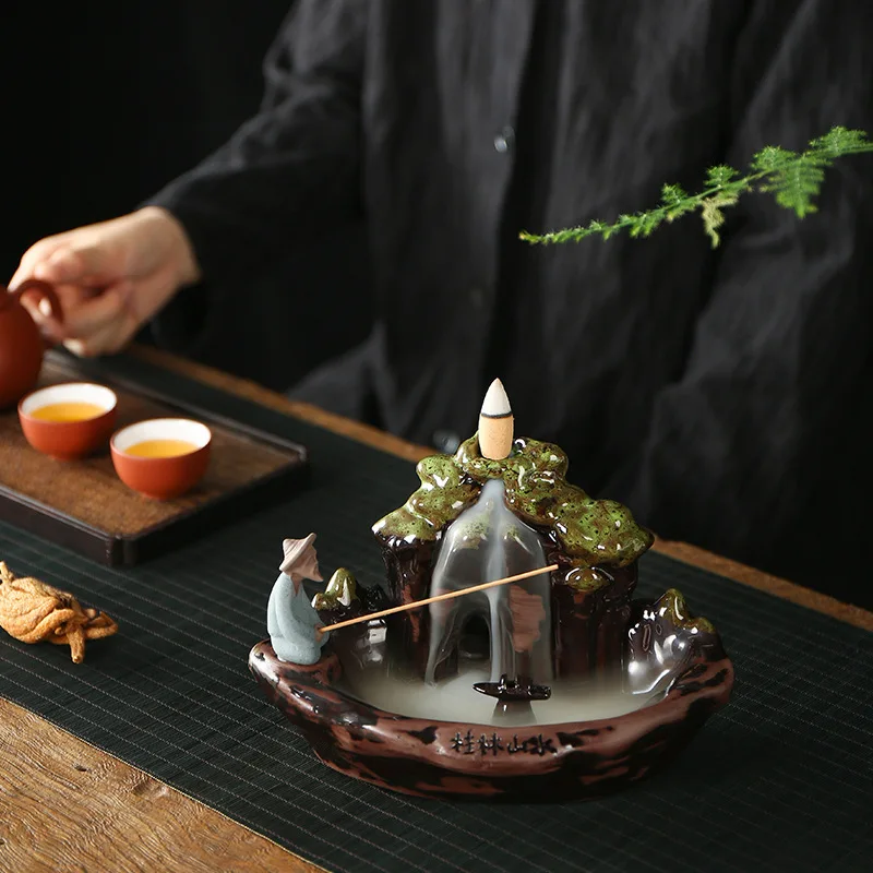 Guilin Shantai Gong Fishing Water Backflow Incense Burner Home Indoor Decoration Available for Dropshipping