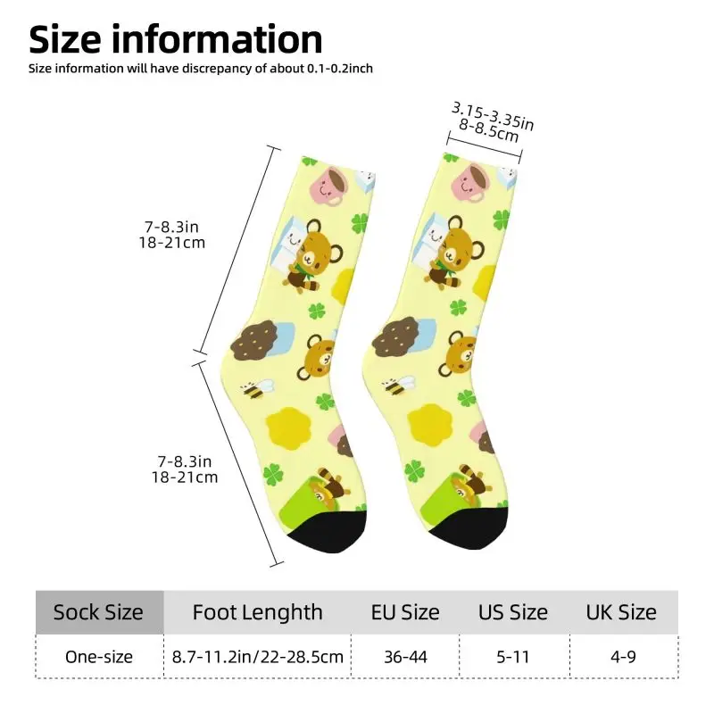 Custom Disney Cartoon Tenorikuma Sanrio Anime Bear Men's Crew Socks Unisex Kawaii 3D Print Dress Socks image 3