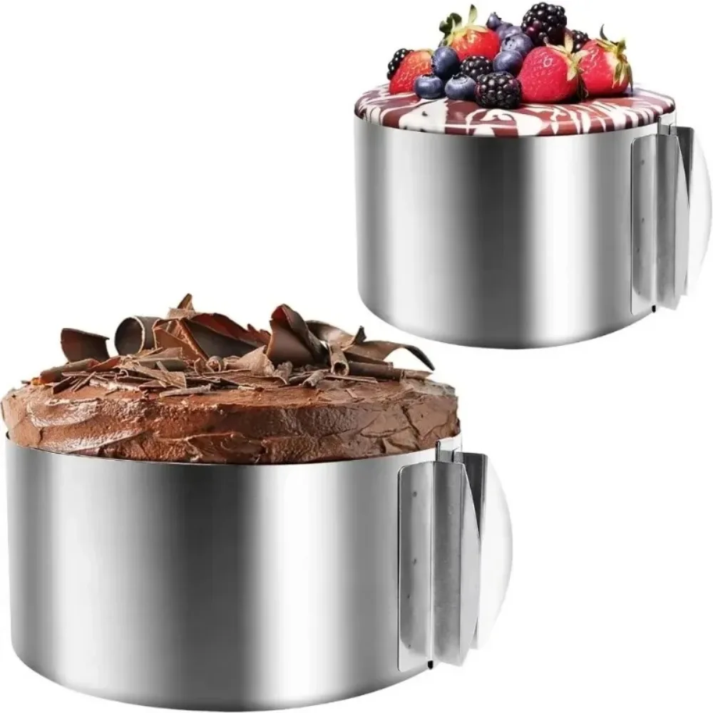 2 Pcs Surround Film Lining Ring Mold Circular Baking Mold Kitchen Dessert Decoration Tool Adjustable Mousse Ring and Cake Collar