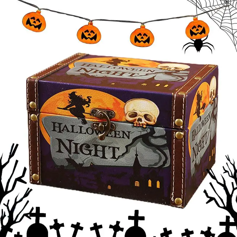 

Halloween Storage Box Creepy Wooden Halloween Treat Boxes Lockable Keepsake Boxes With Lids Decorative Halloween Wooden