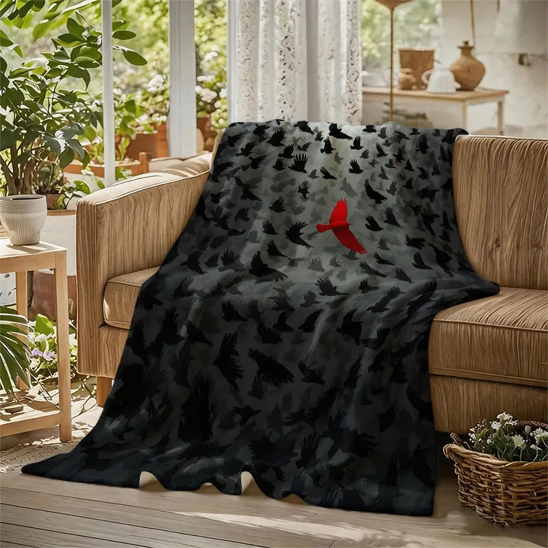 Stand Out Red Bird Flannel Blanket Perfect for Sofa Office Bed Travel Sleep Read Relax Camping Four Season Use