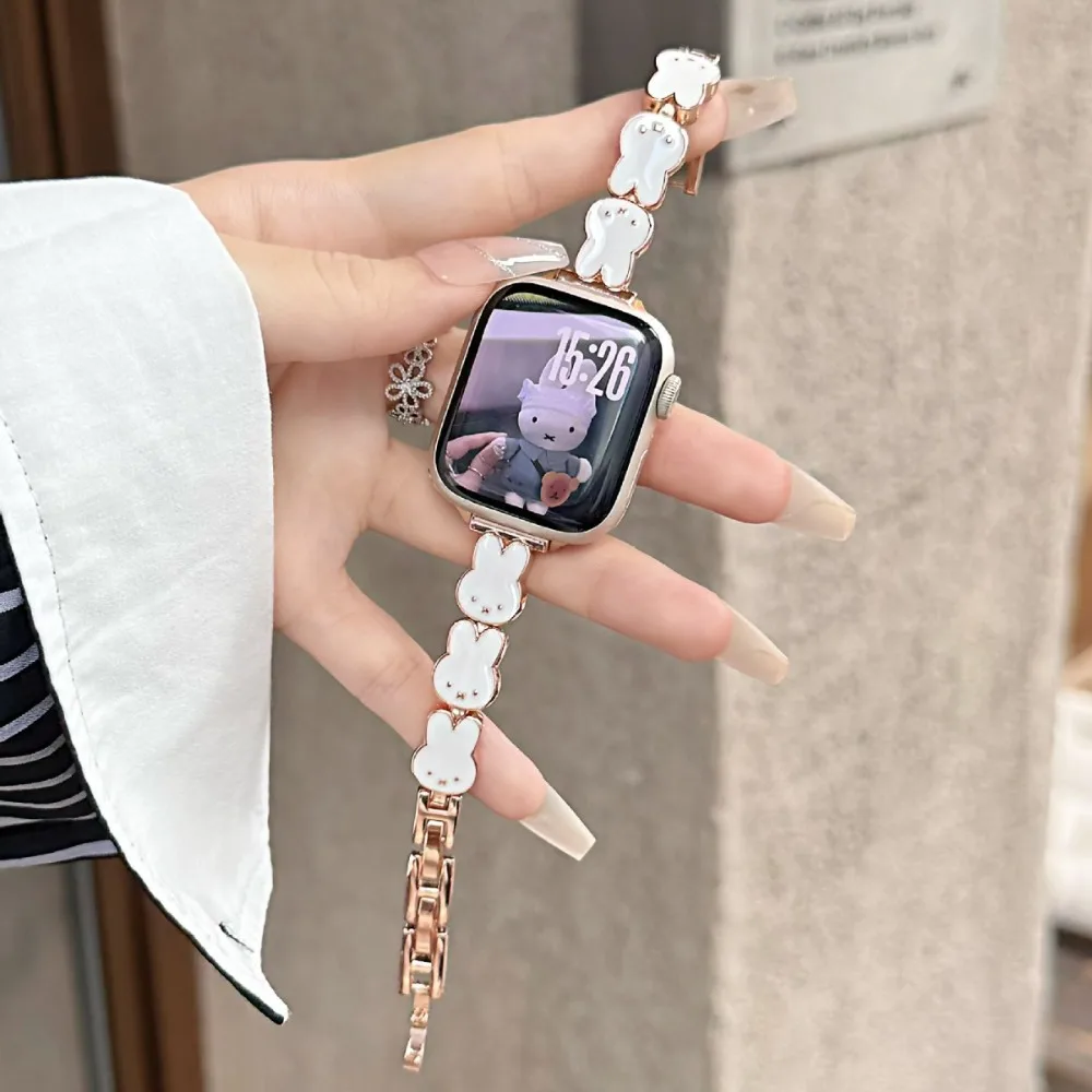 

Cartoon Miffy Watch As A Decorative Creative Two-dimensional Metal Watch Chain for IPhone‌ Watch Holiday Gift for Boys and Girls