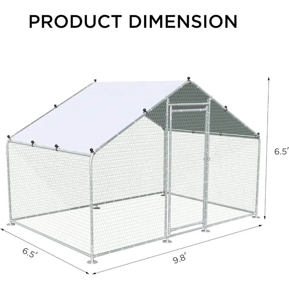 Large Metal Chicken Coop with Anti-Uv and Waterproof Cover Outdoor Chicken Runs for Yard Walk-in Poultry Habitat Cage