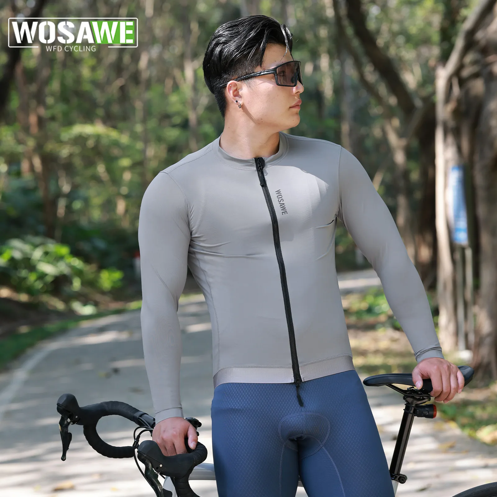 WOSAWE Cycling Jersey Long Sleeve Summer Pro Slim Fit Long Sleeves Cycling Jersey Men Breathable Cycling Clothes
