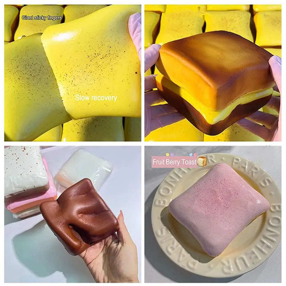Slow Rebound Bread Squeeze Toy Realistic Butter Toast Plush Sensory Fidget Toy Ultra Soft PU Stress Relief Toy for Desk Office