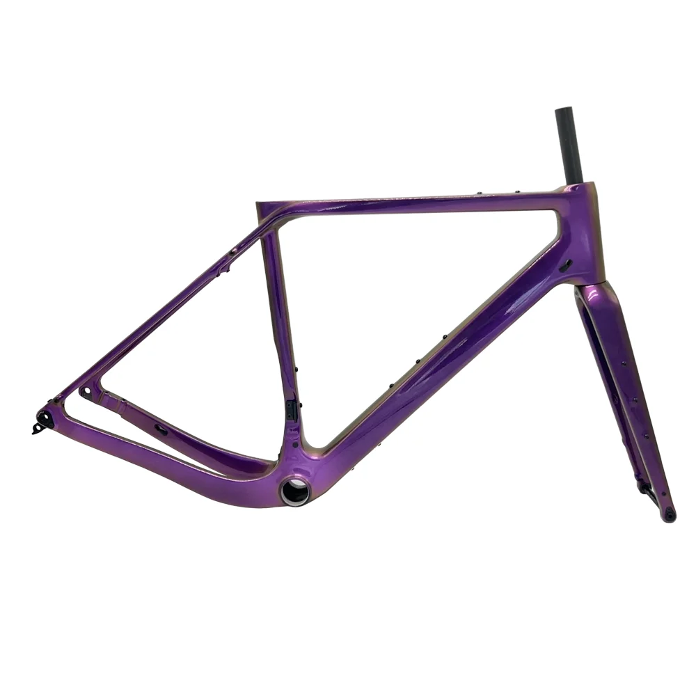 GT30 Carbon Gravel Frame Chameleon Paint Flat Mount Disc Brake 700C*50C Threaded T47 Gravel Bicycle Frameset Road Bike