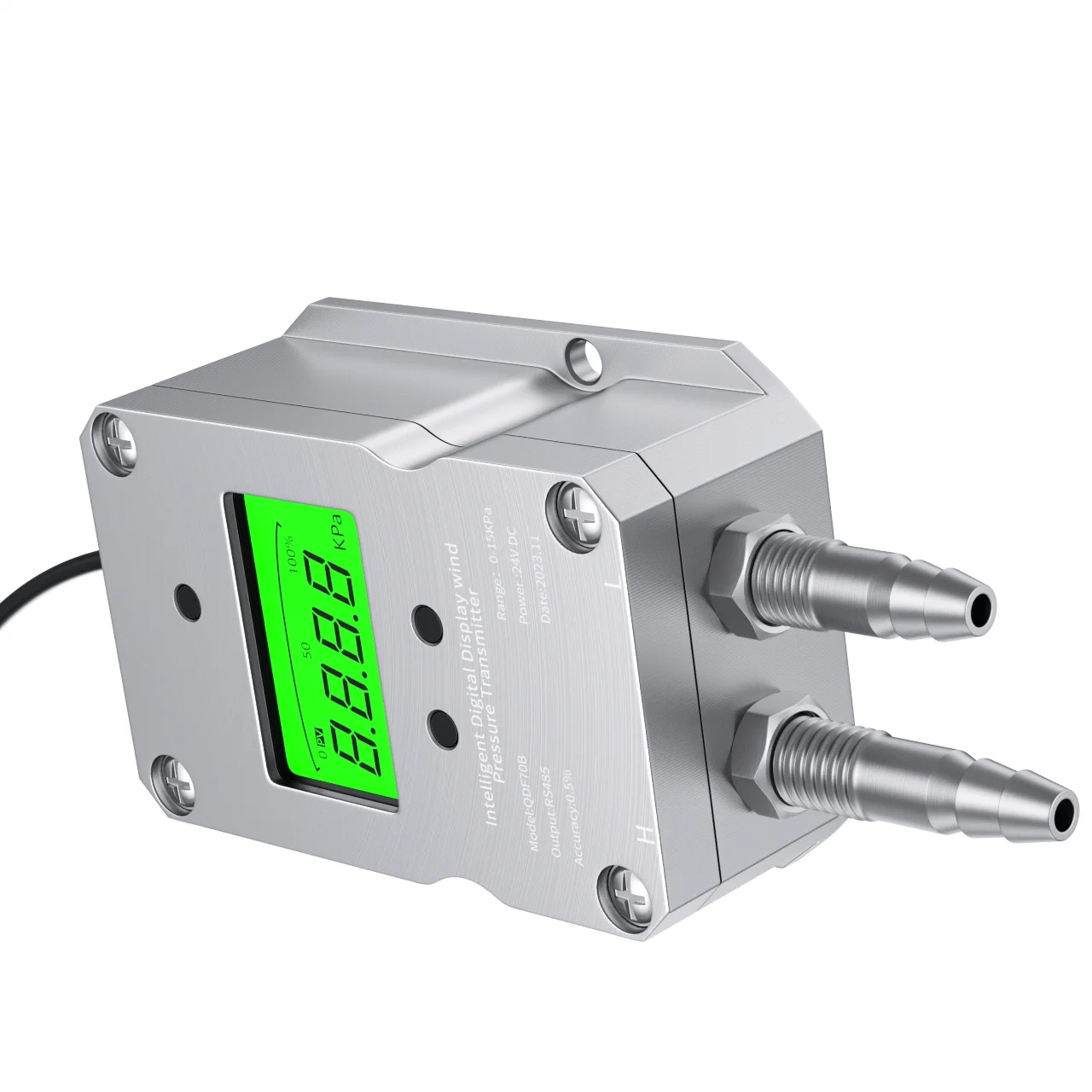 Transmissor de pressão diferencial lcd 200pa 400pa -1kpa lcd transmissor de pressão do vento 4-20ma rs485 sensor de pressão diferencial