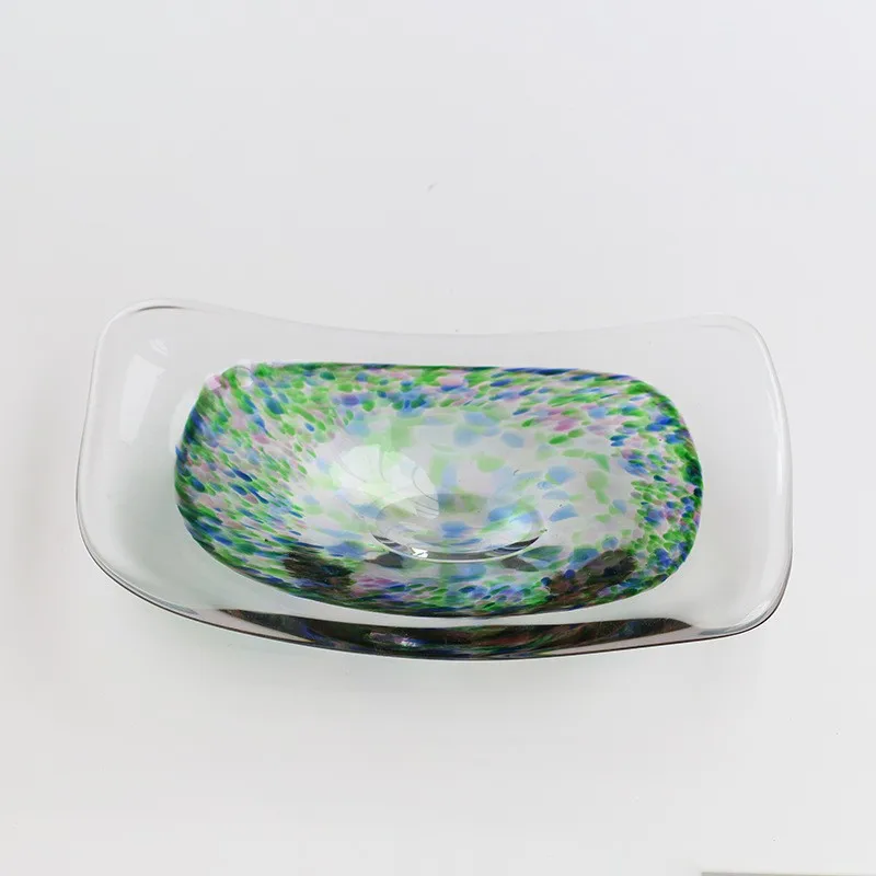 Nordic creative light luxury style handmade glass fruit plate living room model room irregular handmade fruit plate new living r