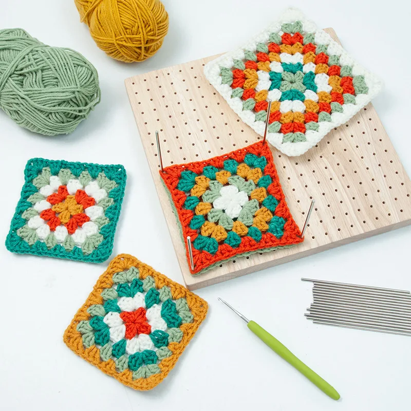 Wood Crochet Blocking Board Kit With Stainless Steel Rod Pins For Knitting Granny Squares Crochet Board Crafting Lovers Gifts