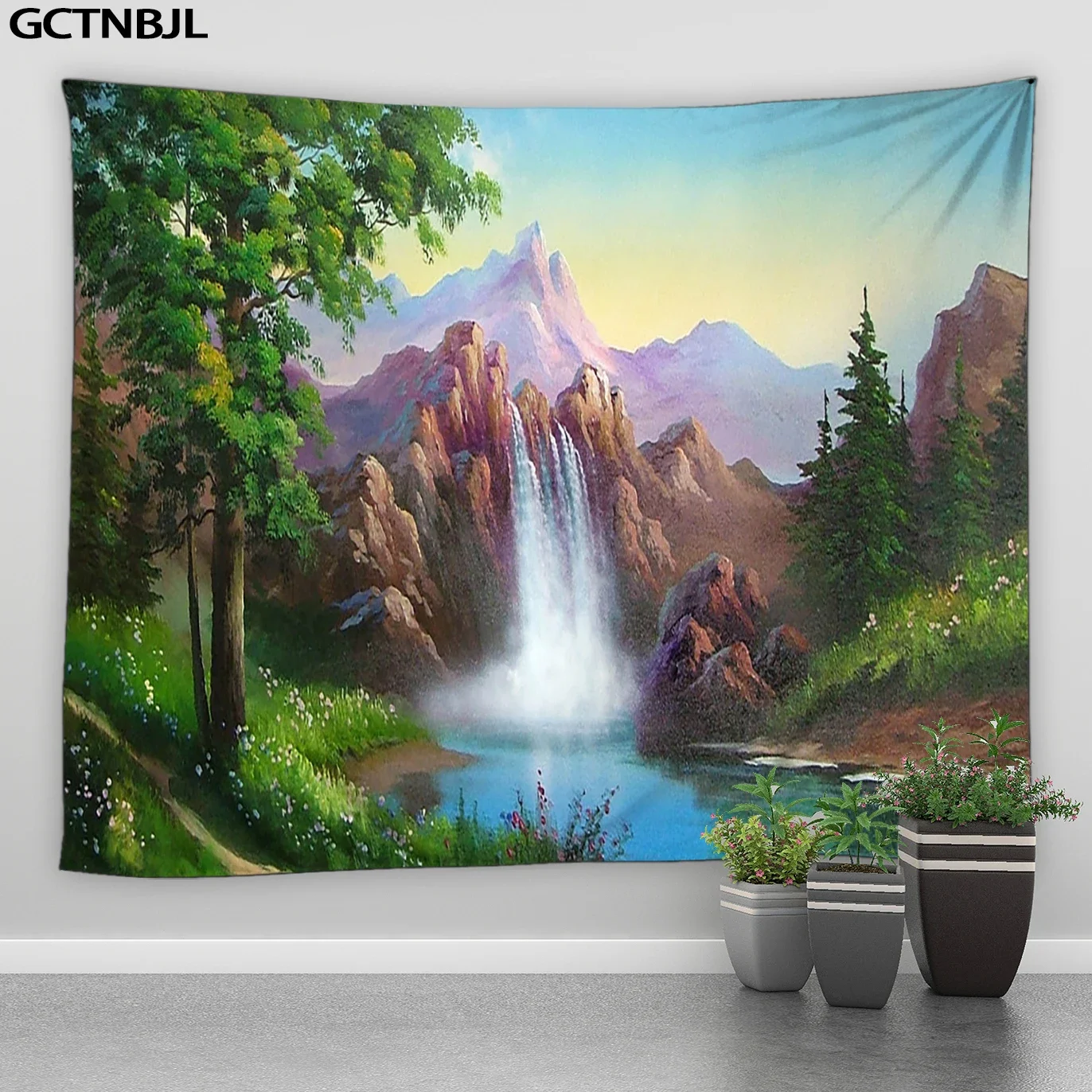 3D Mountain Village landscape Printing Tapestry Wall Hanging Aesthetic Scenery Oil Painting Style Art Home Decor Wall Tapestry