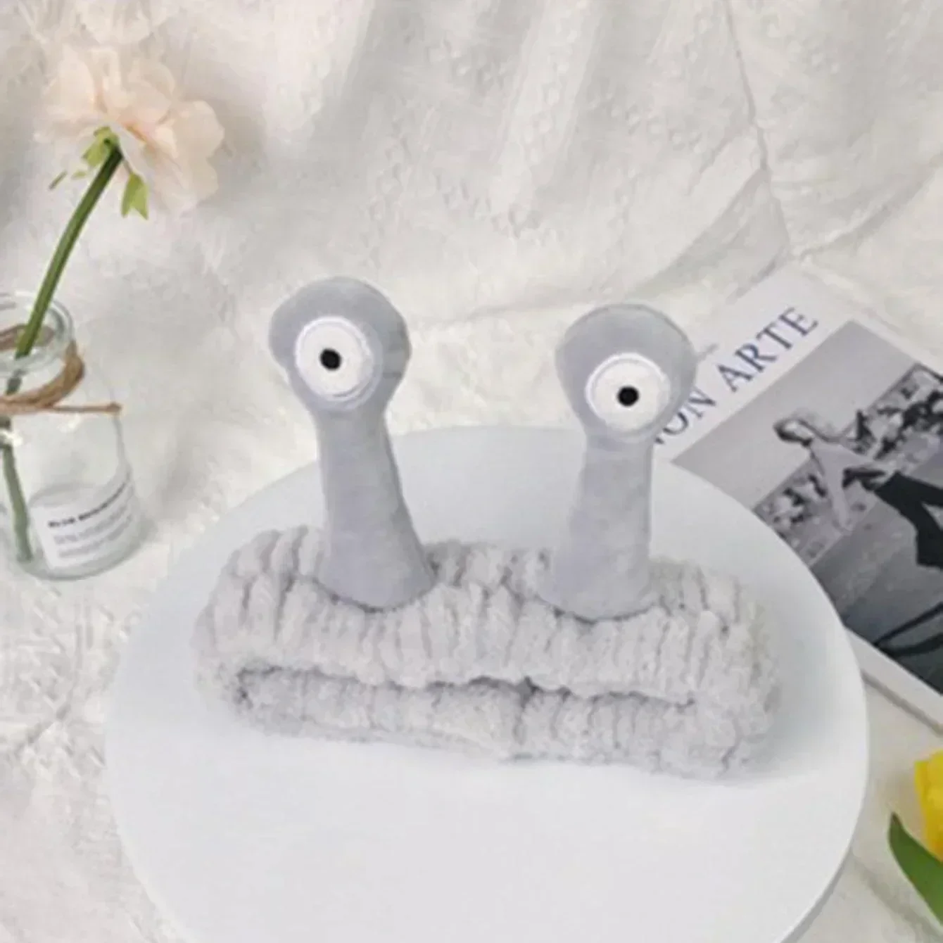 

1/2pcs-Eye Mask Creative and Cute Plush Snail Hair Band Face Wash Strap Hair Strap