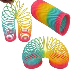 Anneau magique élastique télescopique pour enfants, jouets rebondissants, bobine de printemps arc-en-ciel, cercle coloré, cadeau de mode amusant