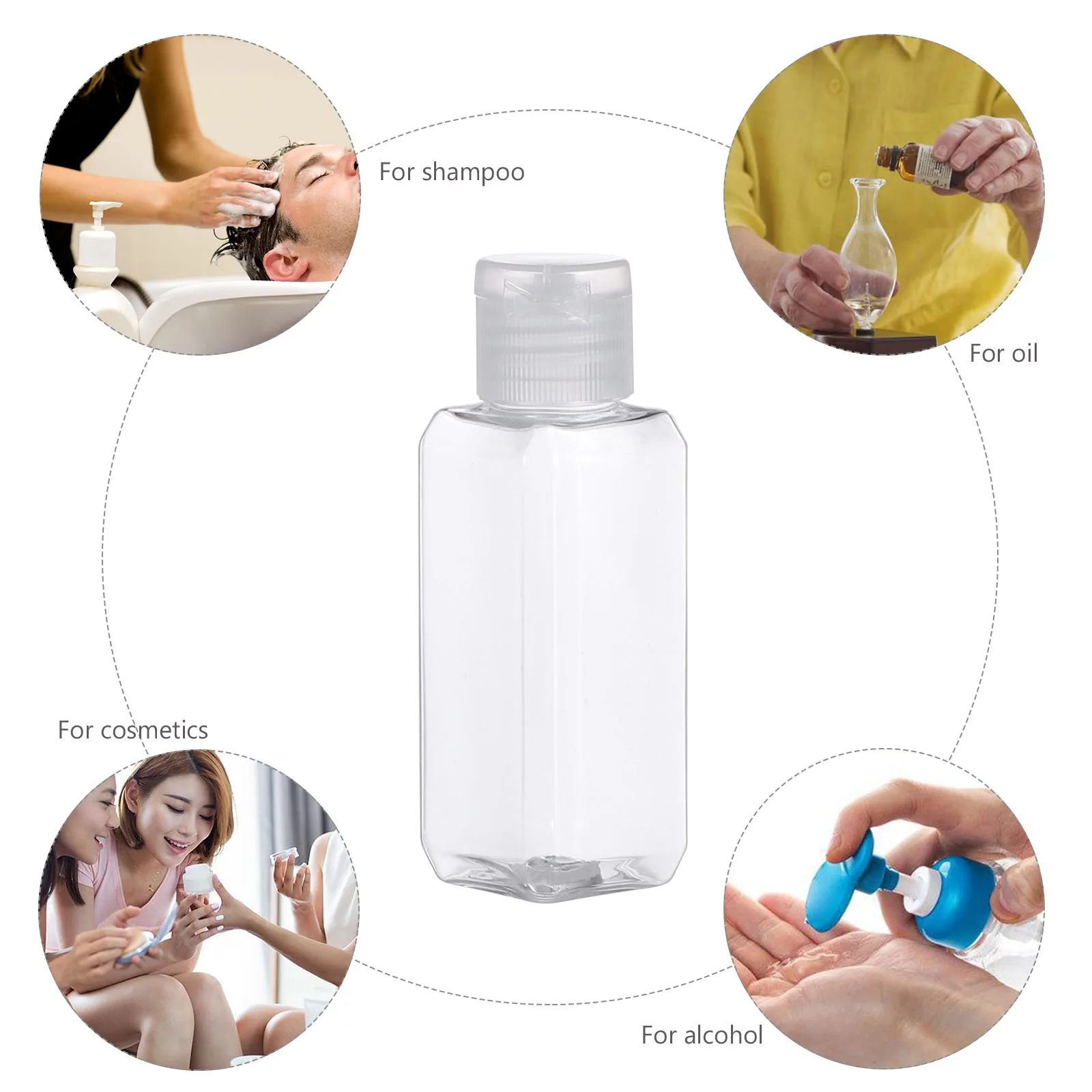 Bottiglie riutilizzabili vuote da 20 pezzi Contenitore in plastica trasparente da 50 ml per cosmetici da toilette da viaggio Portatile a prova di perdite riutilizzabile