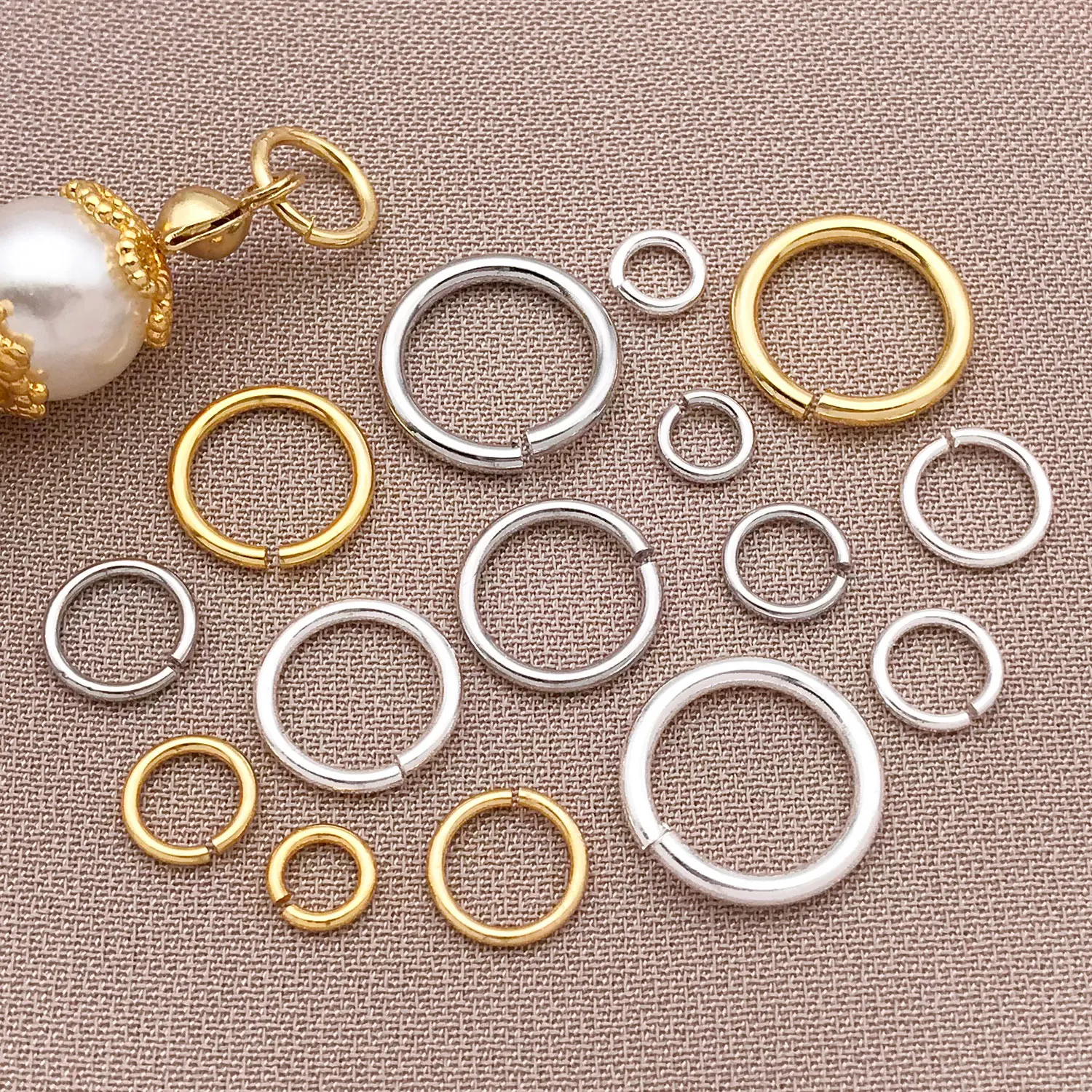20pcs 18K Copper Plated Genuine Golden Thick Silvery White Golden Closed Mouth Flat Mouth Ring, DIY Jewelry Making Accessories