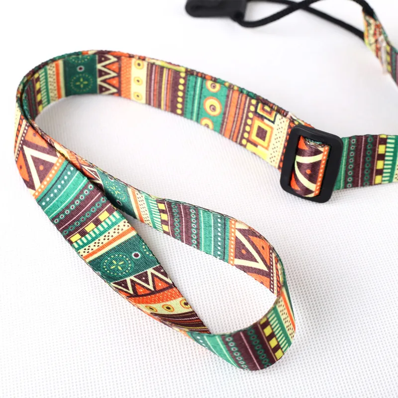 Ethnic Style Ukulele Strap Durable Adjustable Printing Ribbon Plastic Hook Clip-on Hawaii Guitar Belt Instrument Accessories