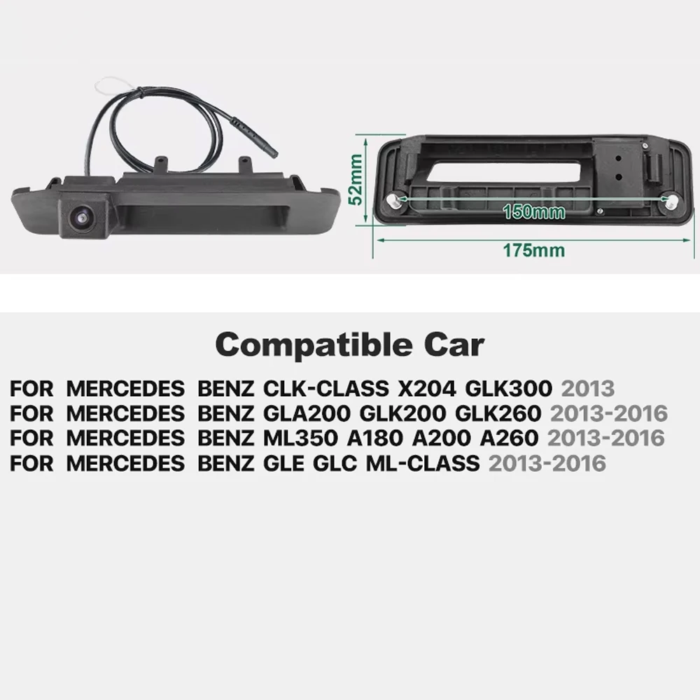 170 Degree AHD1080P CVBS Rear View Camera For Mercedes Benz CLK X204 GLK300 GLA200 GLK200 GLK260 ML350 A180 A200 A260 GLE GLC ML