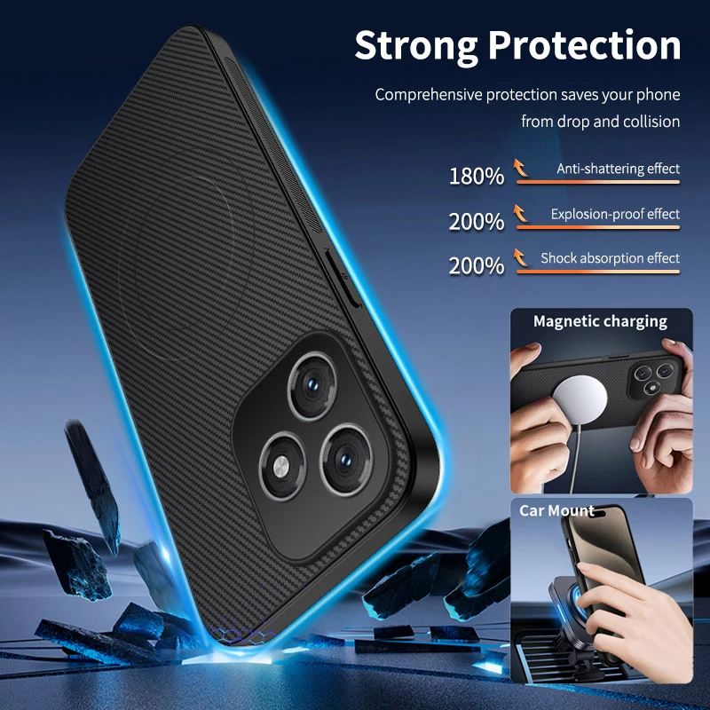 ألياف الكربون شحن لاسلكي الحالات المغناطيسية ل ممن لهم A5x A5 برو 4G 5G عدسة حماية سيليكون لينة الوفير غطاء جراب هاتف