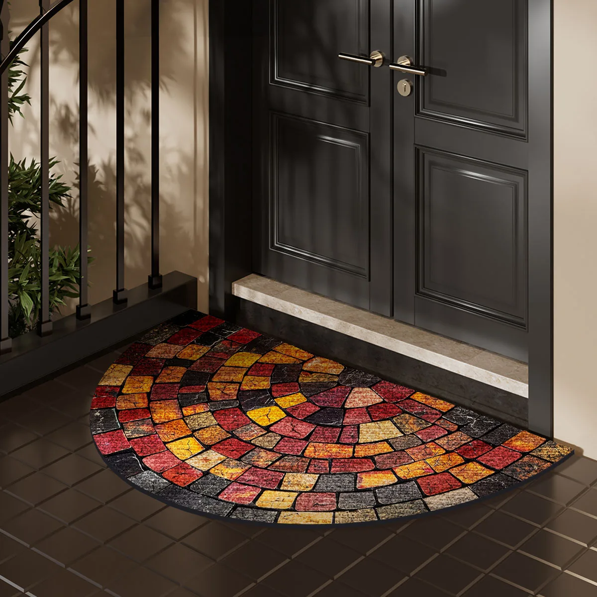 Retro SemiCircle Entrance Doormat Outdoor Indoor Room Area Rugs For Hallway Front Door Mat Bedroom Carpet Custom Washable