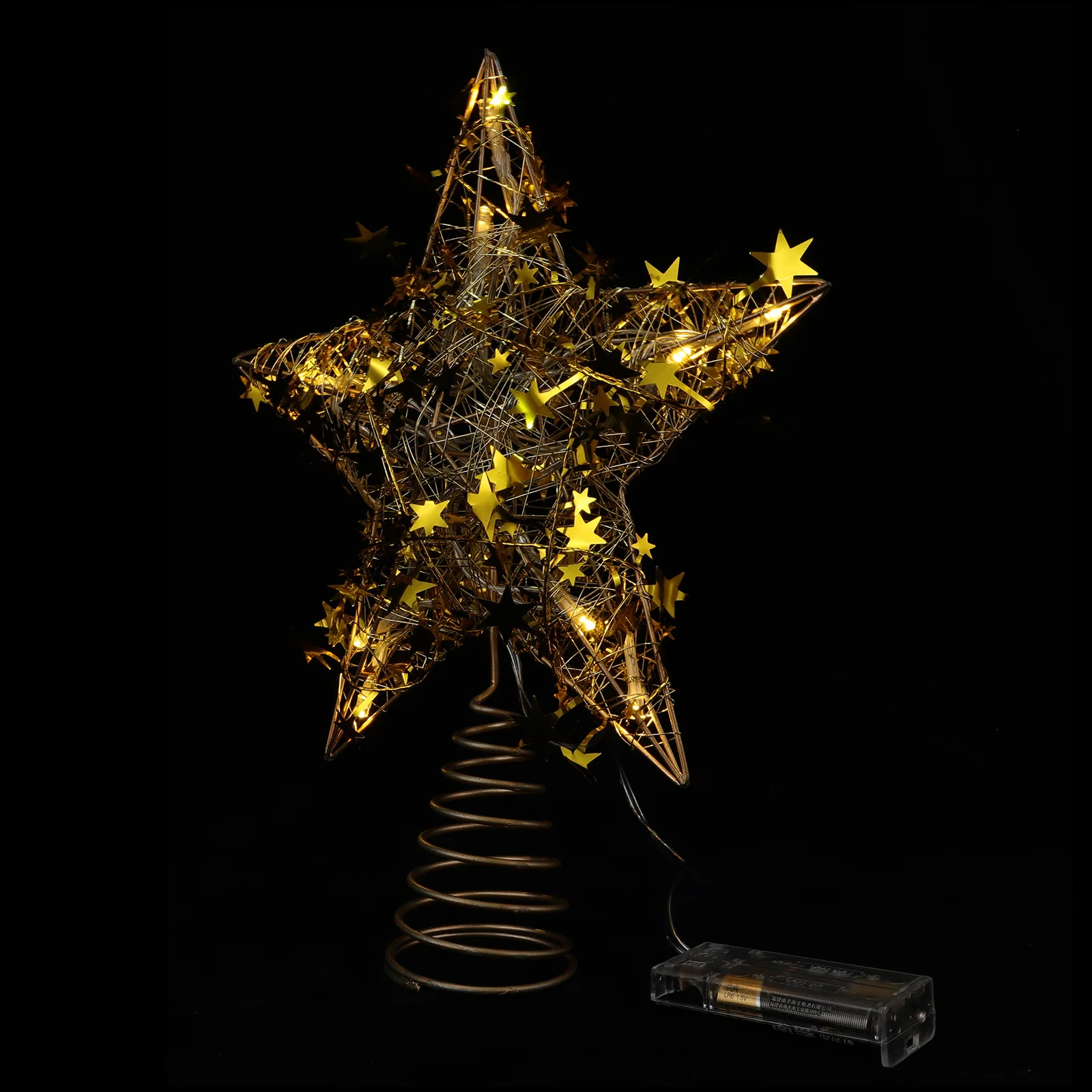شجرة عيد الميلاد على شكل نجمة مع أضواء لتزيين الحفلات وديكورات ذهبية مرفقة على شكل شجرة #2