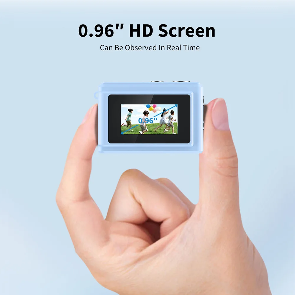كاميرا صغيرة رياضية للأطفال للتصوير الفوتوغرافي وكاميرا الإبهام لتسجيل الفيديو لركوب الدراجات والمشي لمسافات طويلة وكاميرا تسجيل الحيوانات الأليفة للأطفال