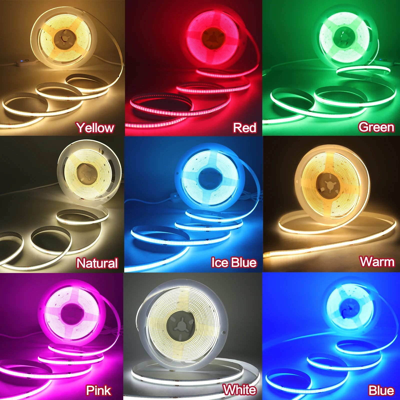 3mm 5mm 8mm COB LED Strip with Human Sensor Battery Box 5V 320LED White Red Blue Green Yellow Flexible COB Induction Night Light