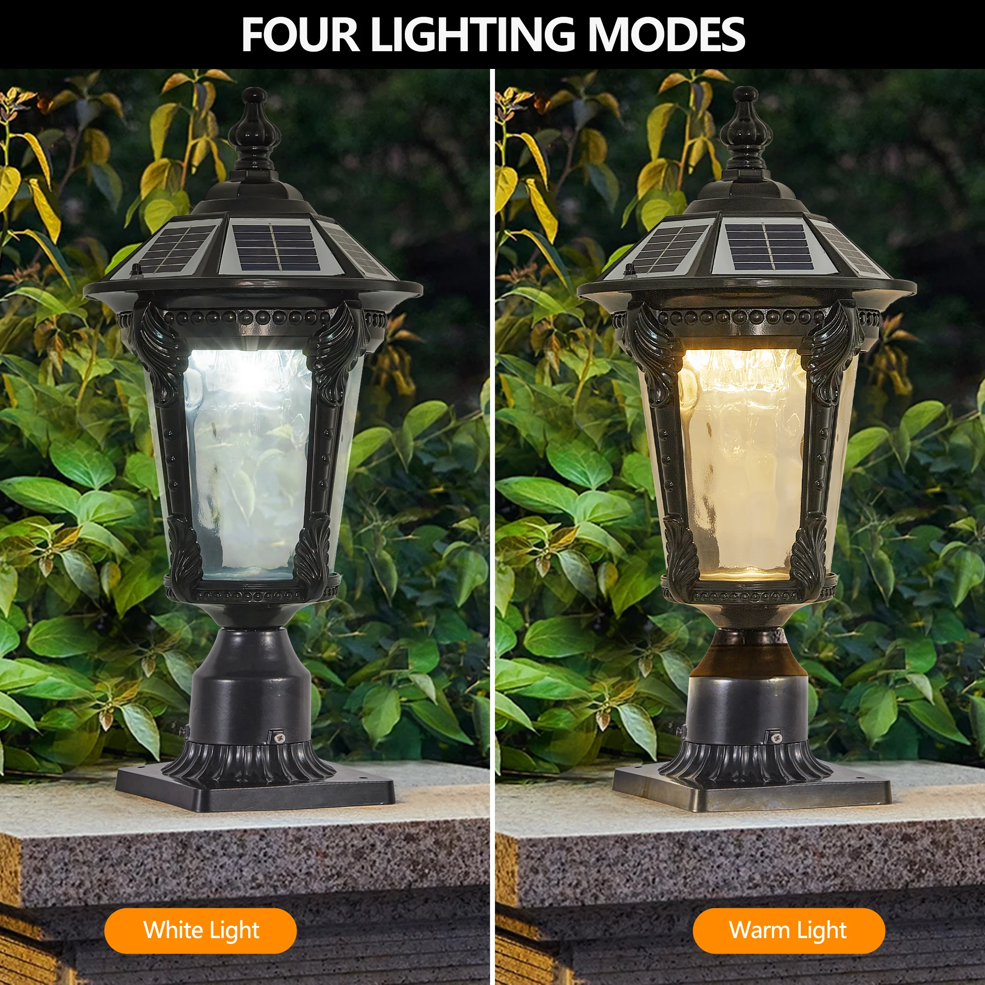 Solar Powered Outdoor Post Light, Waterproof LED Lamp for Garden, Yard -with Auto On/Off, Energy-Saving Landscape Lighting