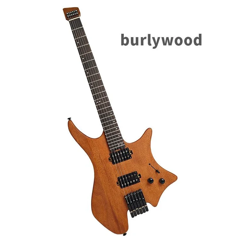 Headless Electric Guitar With Dual Pickups Built-in String Locking System Portable Solid Body Musical Instrument For Rock