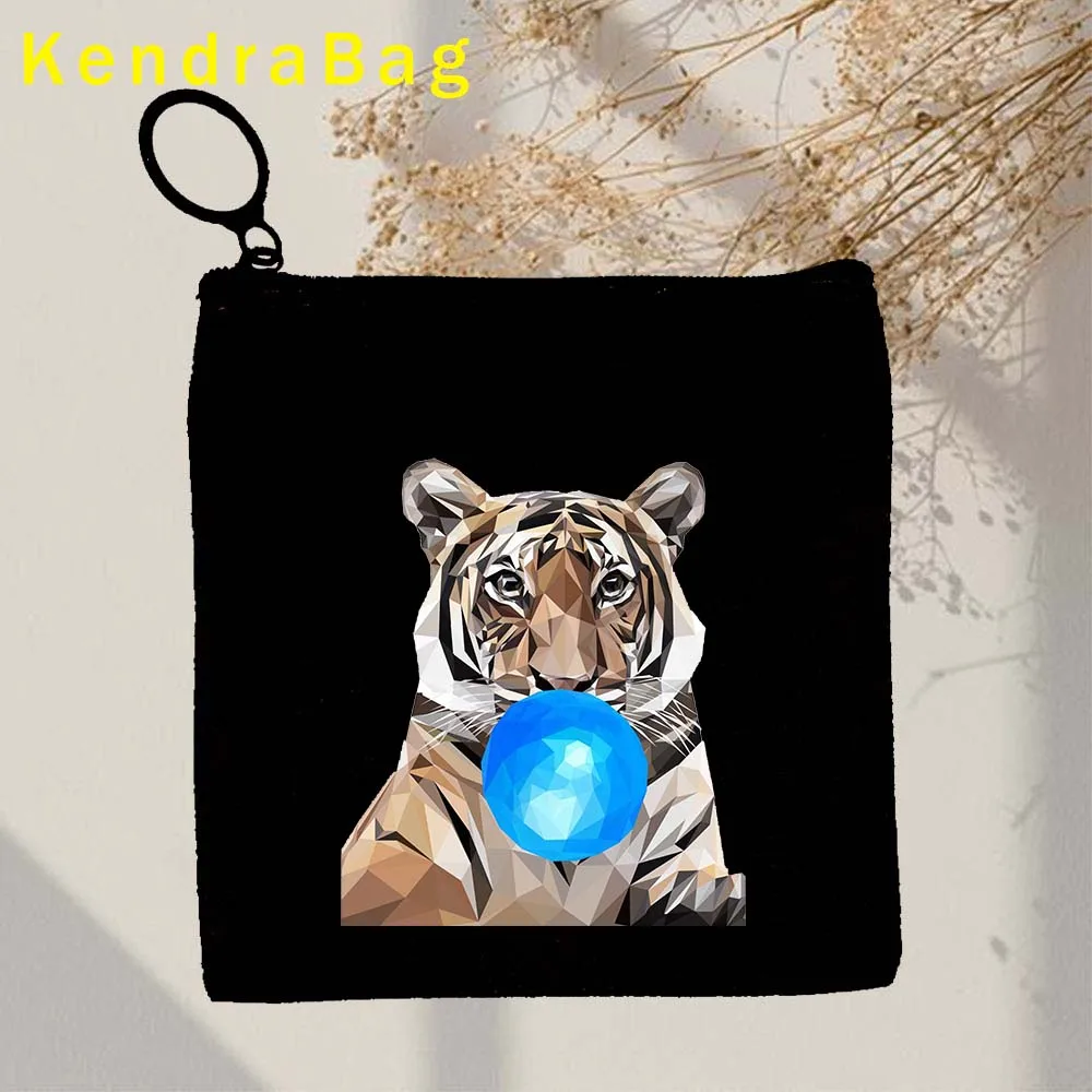 Funny Cute Bubble Gum Animal Horse Key Coin Purse Monkey Shark Panda Cat Dog Tiger Butterfly Sloth Llama Pouch Wallet Canvas Bag