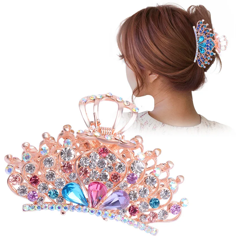 The new Korean version of the crown plate hair clip shining zircon back head hair clip elegant ladies fashion hair accessories