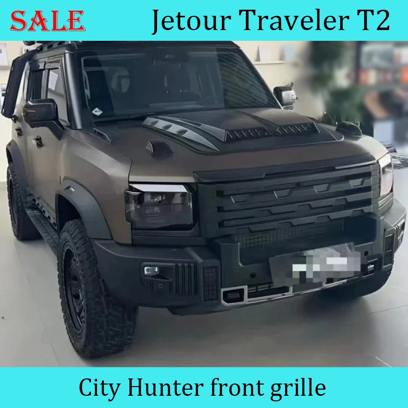 Fit for JETOUR Traveler T2 2023-2024 Car ABS Matte Black Grille Modification City Hunter Car Front Grille Decorative Accessories