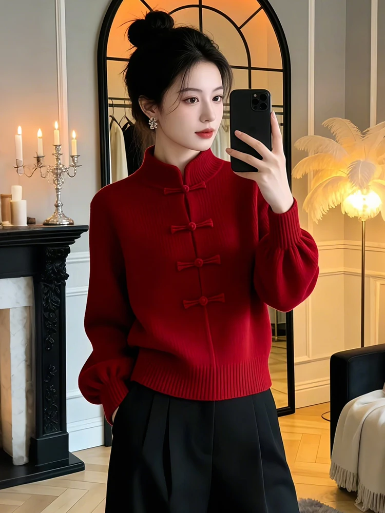 

Модный вязаный свитер-футер для женщин, осенне-зимняя новинка, облегающий, омолаживающий, повседневный, свободного кроя...