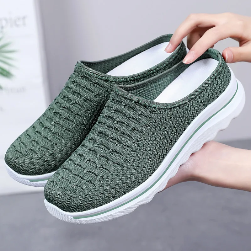 Women's Summer Breathable Commute Half Drag Shoes Soft Sole Lightweight Slip On Casual Comfortable Odor-Resistant