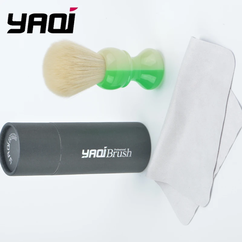 فرشاة الحلاقة YAQI JANUS BIFRONS 24 مللي متر عقدة الكشمير الاصطناعية فرشاة الحلاقة الرجالية مع مقبض الظلام هدية لصديقها