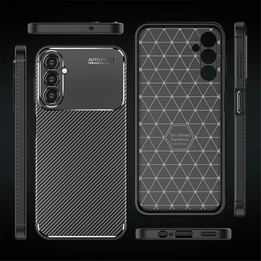 For Samsung Galaxy A55 Case Carbon Fiber Protection Coque Capas Samsang A35 A25 A15 5G A05s A05 4G Camera Shockproof Funda Cover