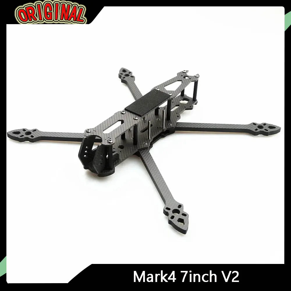 

Mark4 V2 7-дюймовая рама FPV - 295 мм WB, 6 мм 3K полностью карбоновые рычаги для 7-дюймового гоночного квадрокоптера для фристайла RC Drone