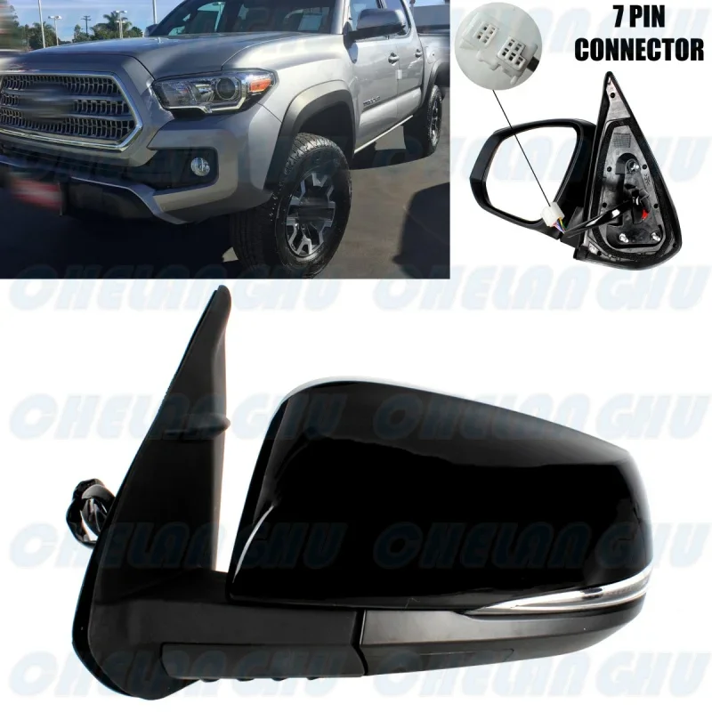 For Toyota Tacoma 2016 2017 2018 2019 2020 2021 US version Left Side 7 Pins Black Painted Power Fold Rear Mirror Assembly