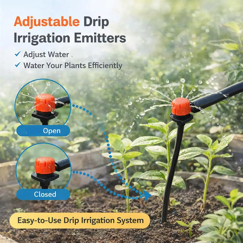 

50/100Pcs 8 Hole Adjustable Irrigation Dripper Sprinkler Emitter Dripper Micro Drip Irrigation Sprinkler For Watering System