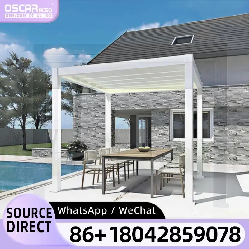

6x3m Bioclimatic Outdoor Remote Controlled Louvered Roof Pavilion for House Attachment pergola