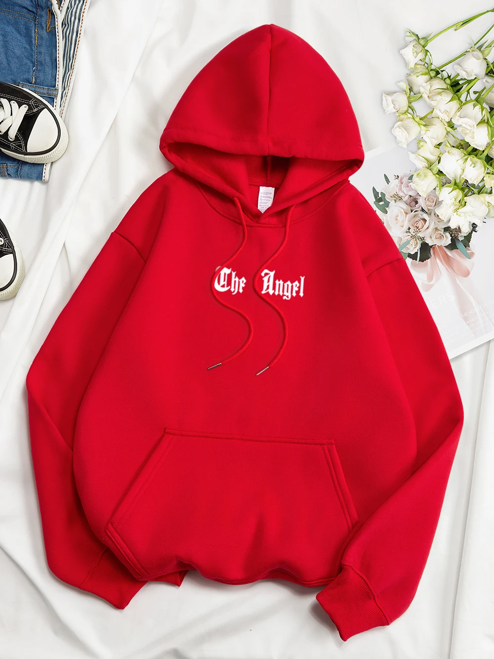 The Angel\'S Wings Printing Clothes Men Women Hip Hop Loose Hoodies Warm Crewneck Hoody Crewneck Pullover Streetwear Couple