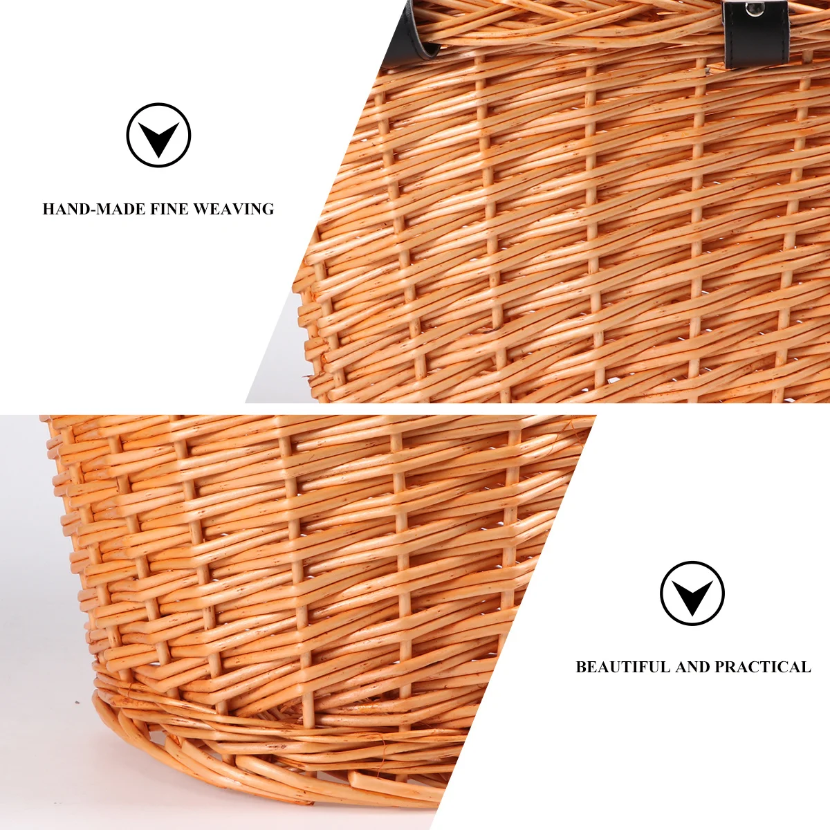 

Large Size D Shape Detachable Handmade Natural Willow Front Handlebar Basket Bicycle Storage Wicker Woven for Children Outdoor