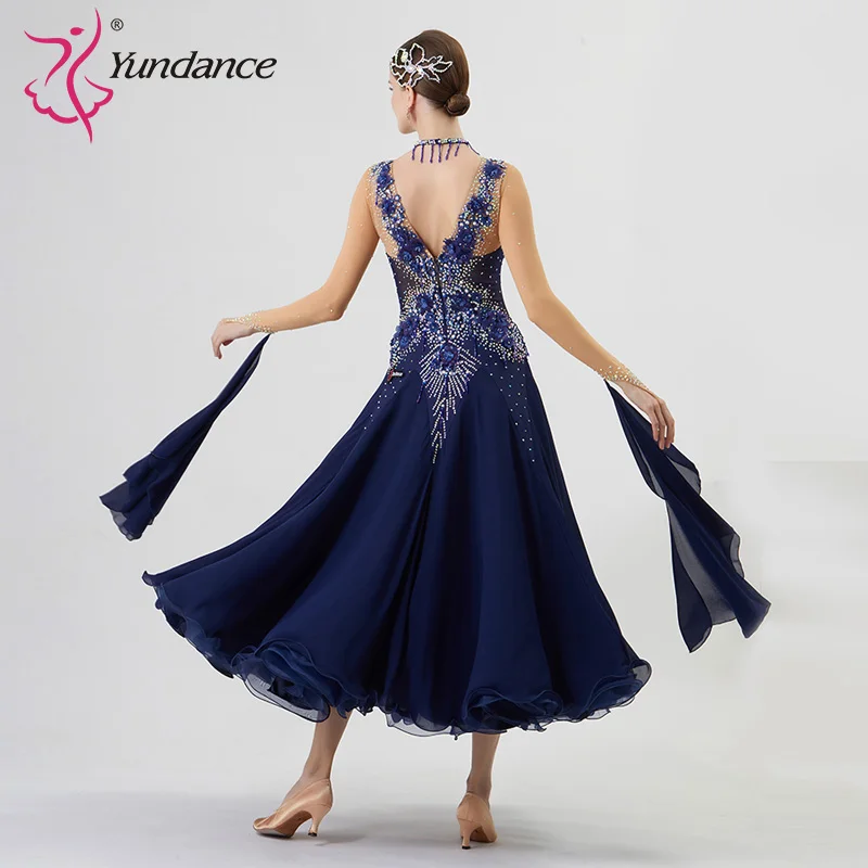 B-22228 New Women Modern Dance Rhinestone Color Diversity Dress Ballroom National Standard Waltz Competition Performance