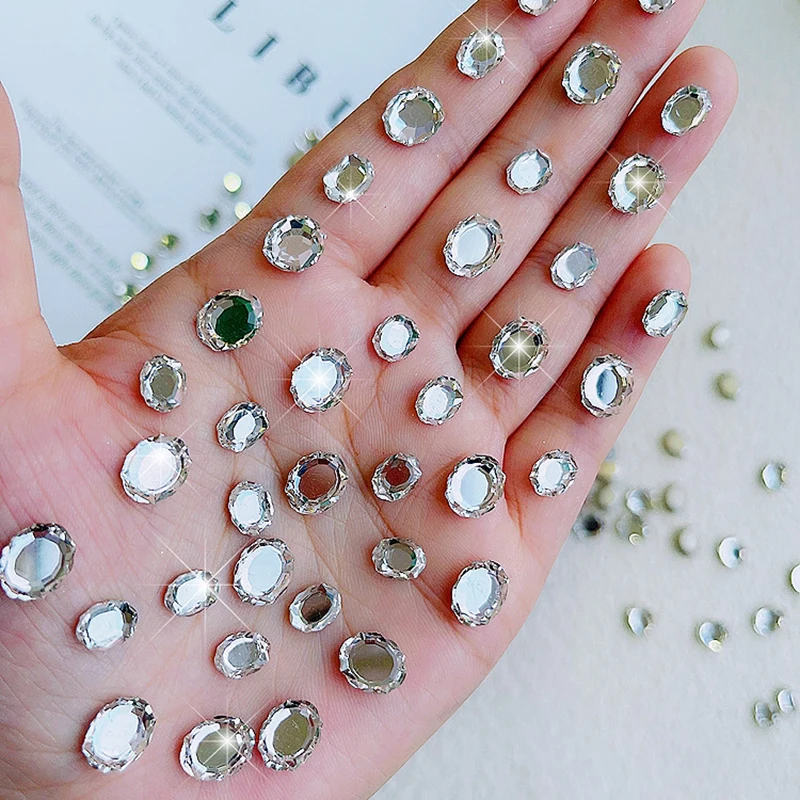 レースオーバルマジックミラーネイルアートラインストーン平底色ガラスクリスタル 3D マニキュア DIY 装飾アクセサリー