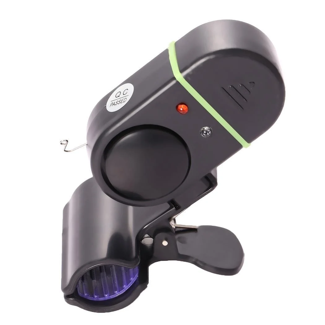FLYSAND Fishing Alarm Fish Bite Lure Alert Alarm Sound Bell LED Light Indicator Clip-on Fishing Rod Outdoor Buzzer Fishing Tool