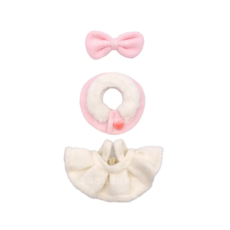 17 cm Labubu Seduta Vestiti per bambole da festa Nuovi vestiti per bambole Labubu Creativo Dolce fiocco Top e vestito Set di tre pezzi Simpatico bambola di peluche