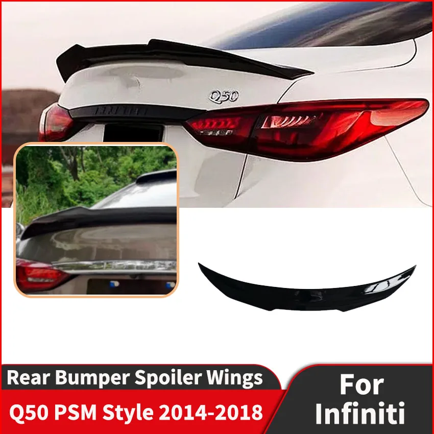 

Car Rear Spoiler Wings Accessories For Infiniti Q50 PSM Style 2014 2015 2016 2017 2018 Rear Trunk Lid Auto Exterior Body Kits