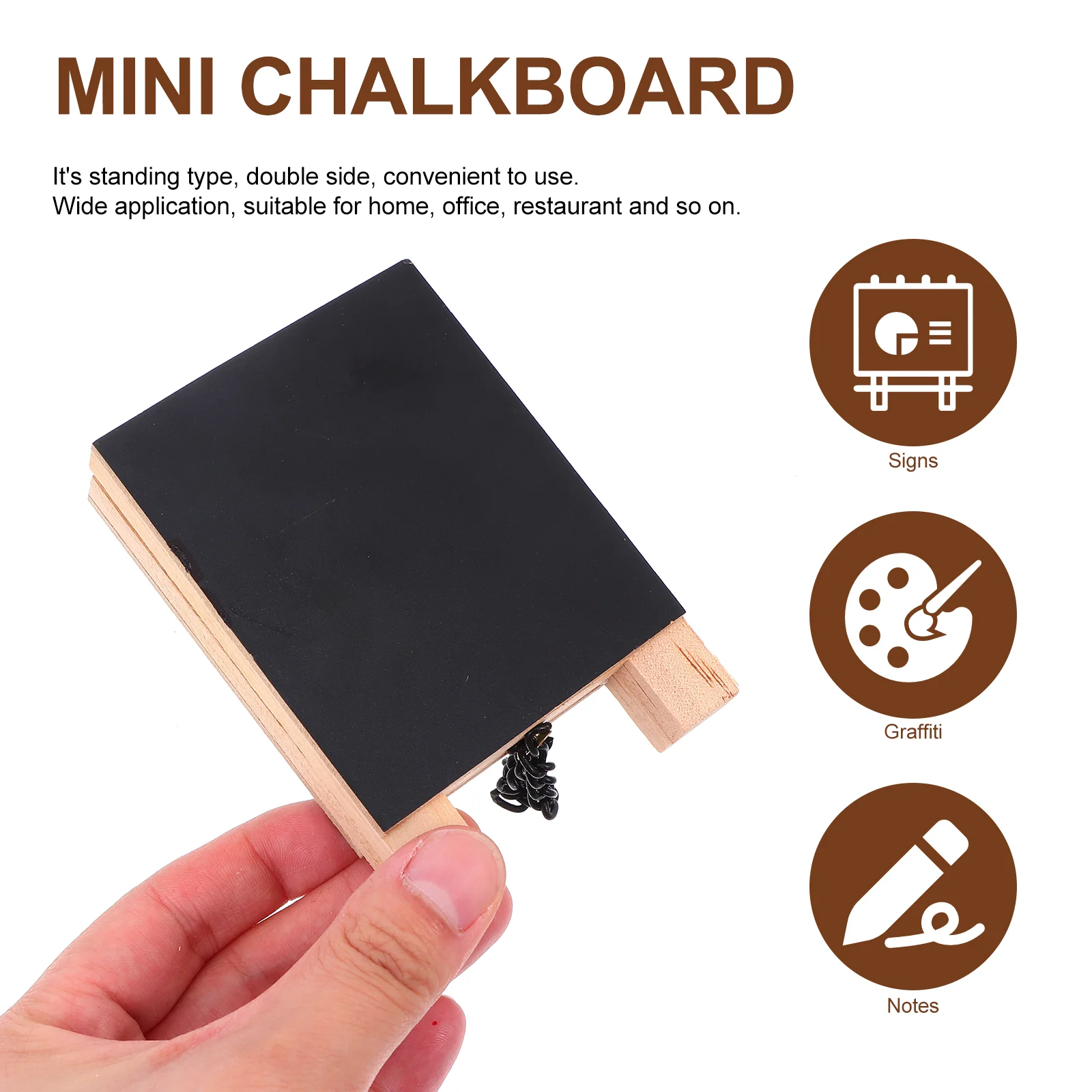 Vertical Graffiti Blackboard Double Sided Chalkboard Mini Tabletop Wall Base Stand Ornament Wood With