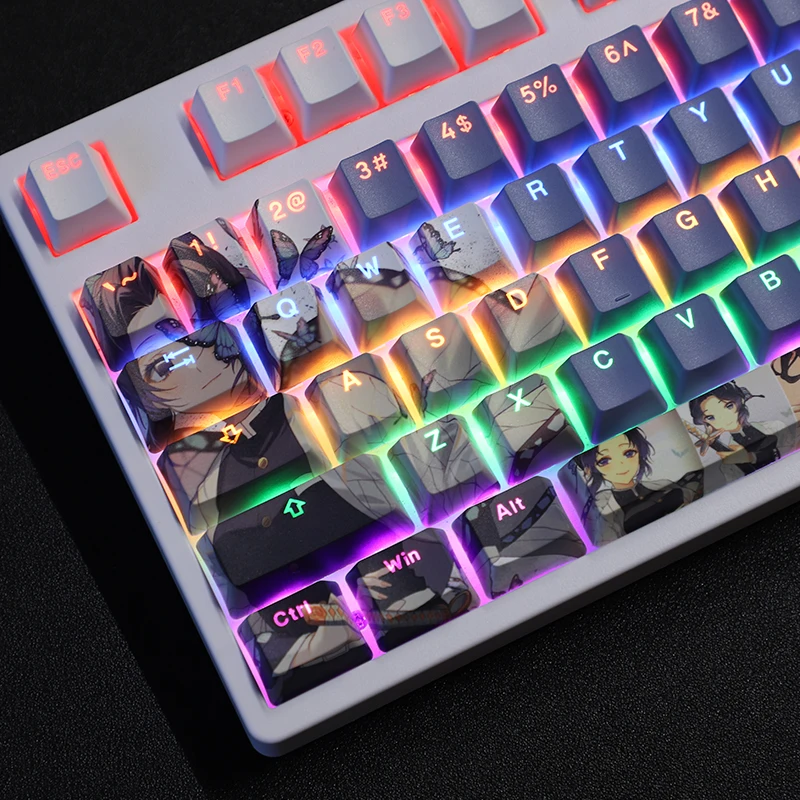 Kochou Shinobu คอมพิวเตอร์ Keyborads PBT Dye อัพเกรด108 Keycap ชุดโปรไฟล์เชอร์รี่ Cherry Mx สวิทช์คีย์บอร์ด